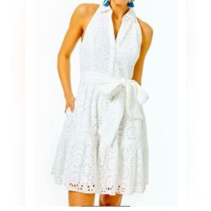 Lilly Pulitzer White Eyelet Halter Dress